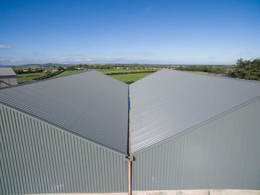 Merlin Grey PVC coated barge flashing and ridge capping on roof, Co. Wexford, Ireland