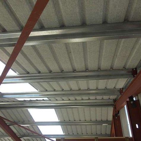 Galvanised Multi Beam purlin with restraint for agricultural roof structure, Ireland