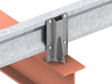 Stiffened extended cleat bracket for Kingspan Multi Beam purlin connection