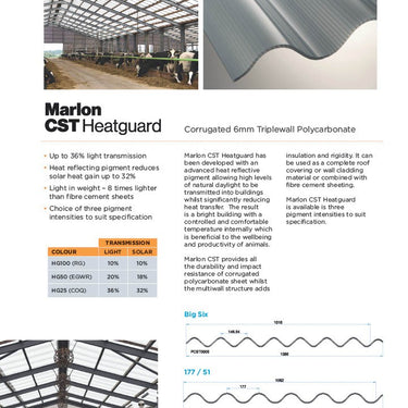 Heatguard Clear Marlon CST Corrugated Sheeting