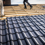 Black Tile Effect Roof Sheeting Installation