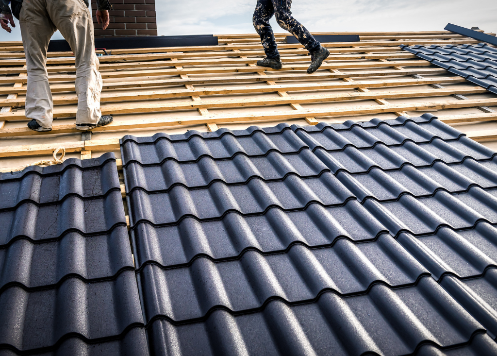 Black Tile Effect Roof Sheeting Installation